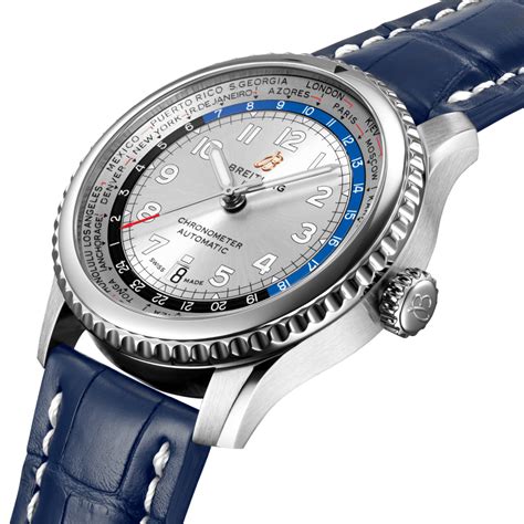 breitling men's aviator 8 silver tone watch w blue dial|Breitling Aviator 8 B35 Automatic Unitime 43 Review.